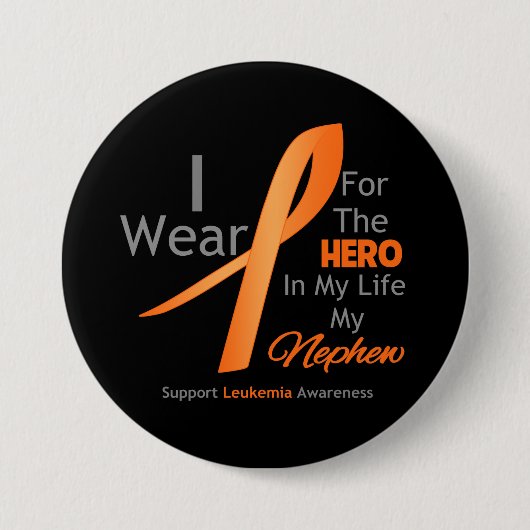 Nephew - Hero in mijn leven - leukemie Ronde Button 7,6 Cm (Voorkant)