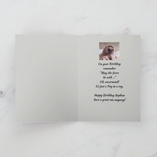 Nephew Humor Birthday Wisdom Cute Pug Dog Kaart (Binnen)