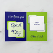 Nephew naam foto blauwe groene verjaardag kaart (Binnen)