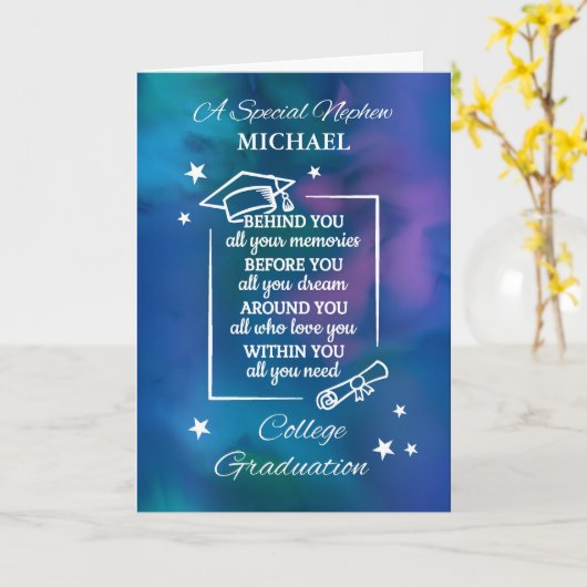 Nephew Personalize College Afstudeerofferte Kaart (Gele Bloem)