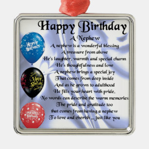 Nephew Poem - Happy Birthday Metalen Ornament