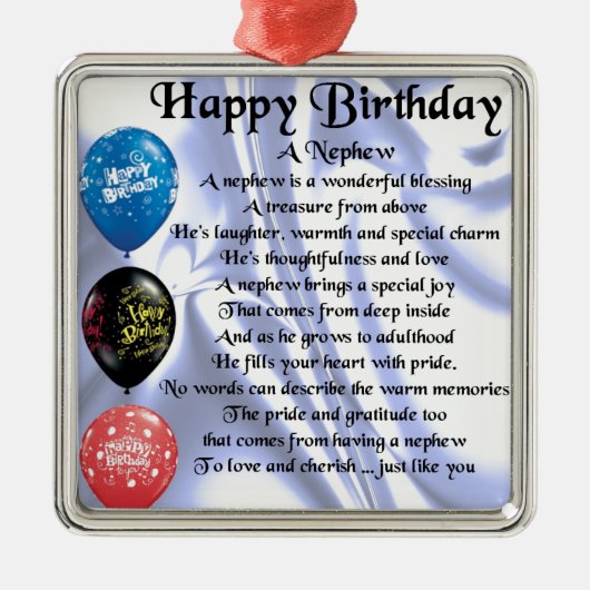 Nephew Poem - Happy Birthday Metalen Ornament (Voorkant)