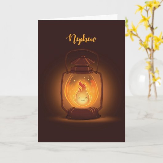 Nephew Thinking van je in Camp met Kawaii Lantern Kaart (Gele Bloem)