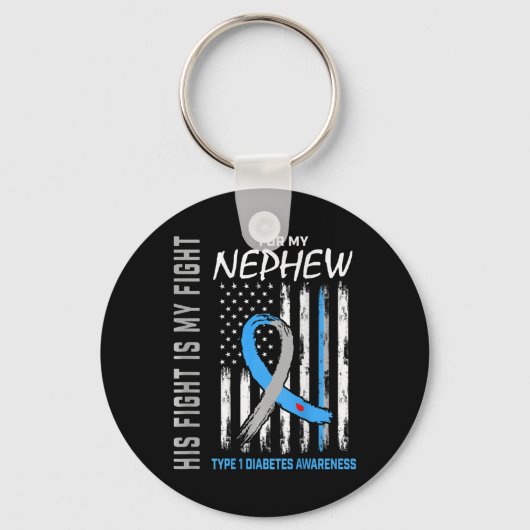 Nephew Type 1 Diabetes Bewustmaking Amerikaanse vl Sleutelhanger (Voorkant)