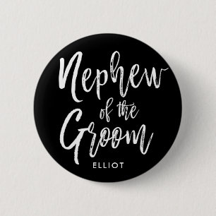 Nephew van de Groom Manuscript Wedding Black But Ronde Button 5,7 Cm