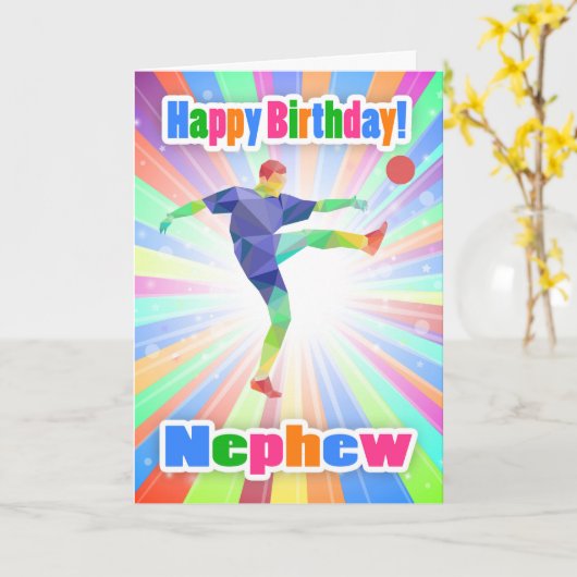 Nephew, Voetballer Verjaardag Kleurrijk Abstract Kaart (Gele Bloem)