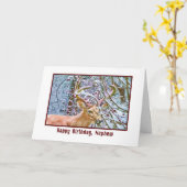 Nephew's Birthday Card met Deer en Crab Apples Kaart (Gele Bloem)