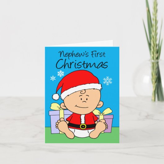 Nephew's eerste Schattigee kerstman Feestdagen Kaart (Voorkant)