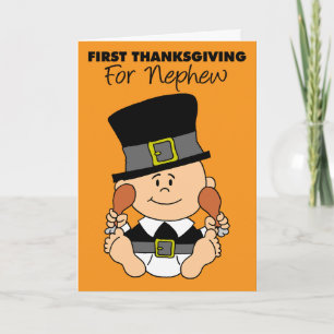 Nephews eerste Thanksgiving Schattigee pelgrim Kaart