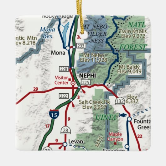 Nephi Utah Map Keramisch Ornament (Voorkant)