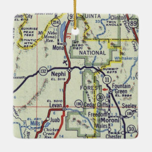Nephi Utah Retro Map Keramisch Ornament