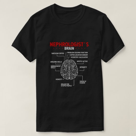Nephroloog Doctor Brain Nieren chirurg Tech T-shirt (Design voorkant)