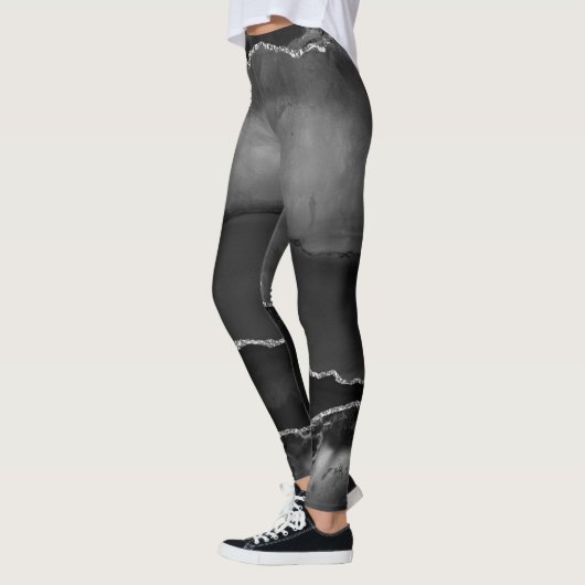 Nepmarmer Agate Elegante Zilveren Glitter Leggings (Links)