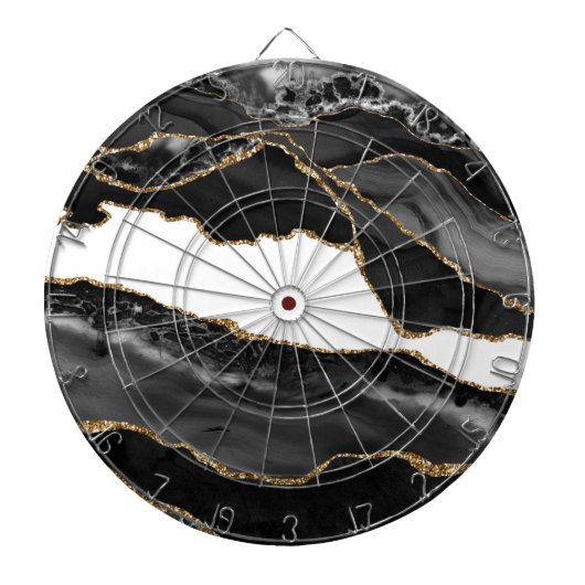 Nepmarmer Agate Zwart Stijlvol Steen Luxe Dartbord (Voorkant)