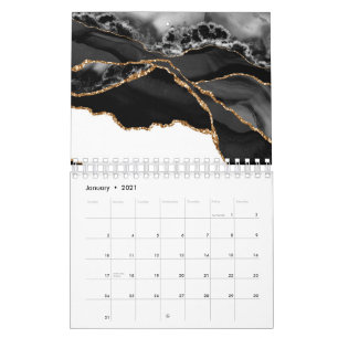 Nepmarmer Agate Zwart Stijlvol Steen Luxe Goud Kalender