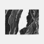 Nepmarmer Agate Zwart Wit Trendy Modern Steen Fleece Deken (Voorkant (Horizontaal))
