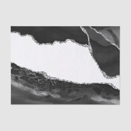Nepmarmer Agate Zwart Wit Trendy Moderne Steen Tissuepapier (Voorkant)