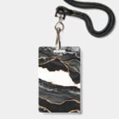Nepmarmer Agate Zwarte Stijlvolle Steen Luxe Badge (Voorzijde met lanyard)