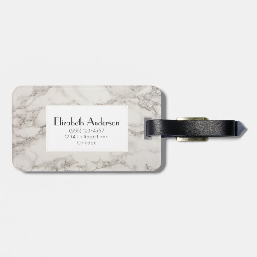 Nepmarmer Alabaster Taupe Tan Monogram Bagagelabel (Achterkant horizontaal)