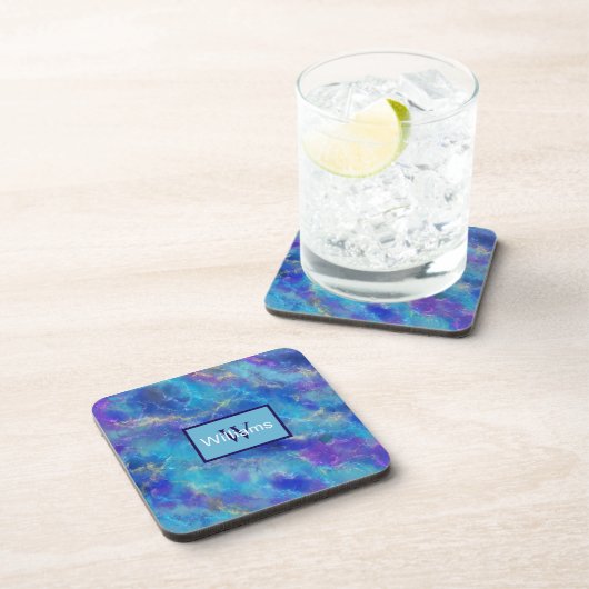 Nepmarmer Blauw Goud Bier Onderzetter (Rechterzijde)