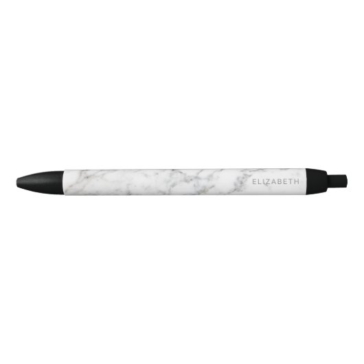 Nepmarmer Textuur Uiterlijk & Aangepaste Naam Zwarte Inkt Pen (Voorkant)