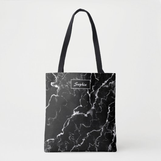 Nepmarmer Textuur Uitzicht Met Aangepaste Naam Tote Bag (Voorkant)