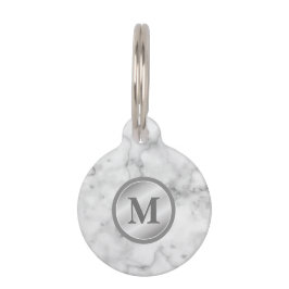 Nepmarmeren Textuur Met Monogram En Info Van Huisd Huisdierpenning