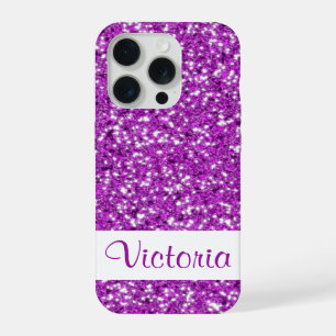 Neppa Paarse Glitter Patroon Uitzicht Met Naam iPhone 15 Pro Hoesje