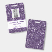 Neppa Paarse Glitter Textuur & Aangepaste Foto & T Badge (Voor- en achterkant)