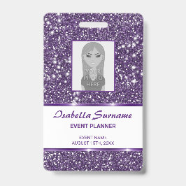 Neppa Paarse Glitter Textuur & Aangepaste Foto & T Badge