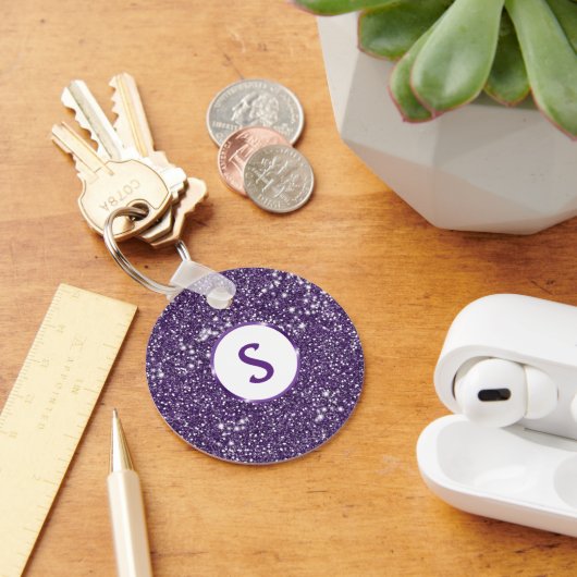 Neppa Paarse Glitter Textuur Uiterlijk & Aangepast Sleutelhanger (Bureau)