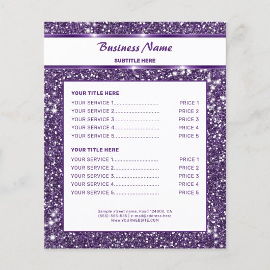 Neppa Paarse Glitter Textuur Uiterlijk Met Aangepa Flyer (Voorkant)