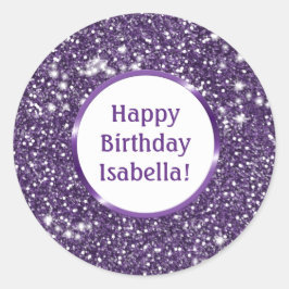 Neppa Paarse Glitter Uiterlijk Aangepaste Gelukkig Ronde Sticker
