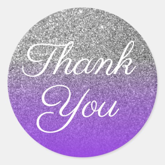 Neppaal Violet Zilver Glitter Bedankt Ronde Sticker (Voorkant)