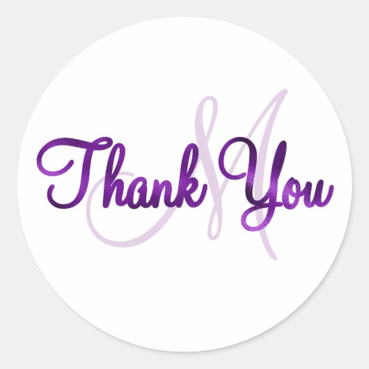 Neppaarse Folie Bedankt Monogram Ronde Sticker (Voorkant)