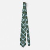 Nepparel Glas Gouden Blauwe Argyle Net Krawatte Stropdas (Voorkant)