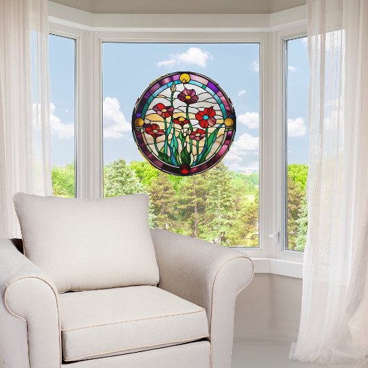 Nepparel Kleurglas Ronde Bloementuin Raamsticker