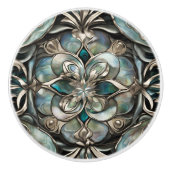 Nepparelmoer en Zilver Keramische Knop (Voorkant)