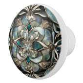 Nepparelmoer en Zilver Keramische Knop (Rechts)