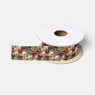 Nepparels Gouden Sieraden & Edelstenen Patroon Satijnen Lint
