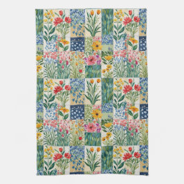 Neppatchwork-tuinbloemen Retro Elegant Mooi Theedoek