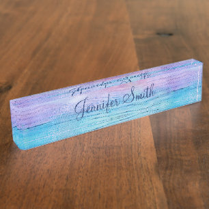 Neppe Blau Paarse Ombre Hout Naambordje