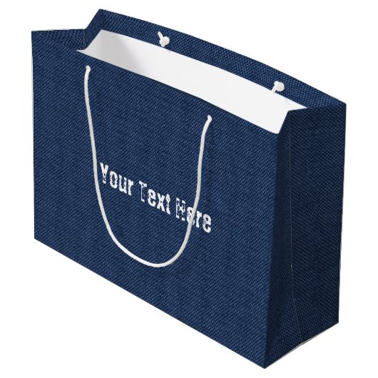 Neppe Blauw Jeans Ontwerp Cadeaubag met Aangepaste Groot Cadeauzakje (Achterkant Gekanteld)