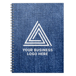 Neppe Blauwe Denim Broek Modern Zakelijk Logo Notitieboek