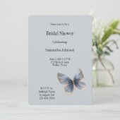 Neppe Blauwe Denim Vlinder Bruidsdouche Kaart (Staand voorkant)