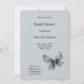 Neppe Blauwe Denim Vlinder Bruidsdouche Kaart (Voorkant)