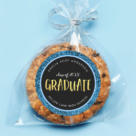 Neppe Blauwe Glitter Afgestudeerde Afstuderen Ronde Sticker