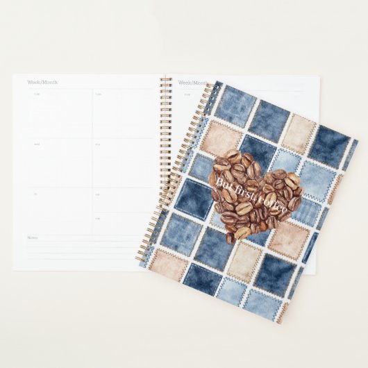 Neppe Blue Denim Crème Eerste Koffiebonen Hart Planner (Display)