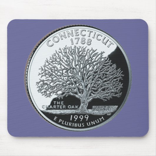 Neppe Connecticut State Quarter Charter Oak Boom Muismat (Voorkant)