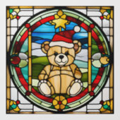 Neppe Glas-in-Lood Kerstbeer Grote Raamsticker (Vel)